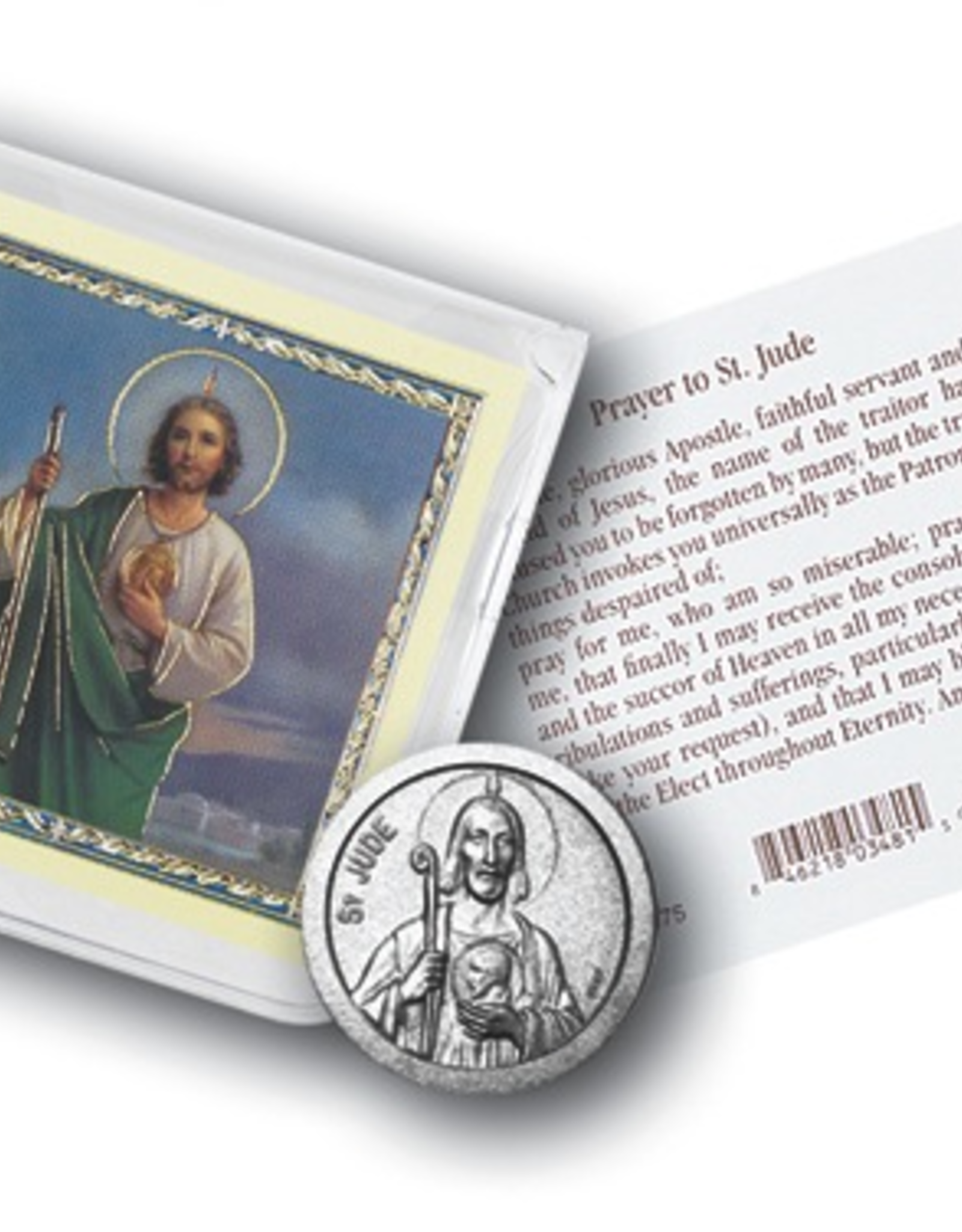 WJ Hirten St. Jude Pocket Coin w/ Gold Stamped Holy Card