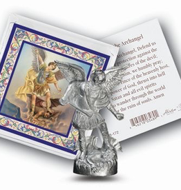 WJ Hirten Saint Michael Pocket Statue w/ prayer