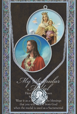 WJ Hirten Scapular Medal Necklace w/ Prayer Card (20" Stainless Steel Chain Included)