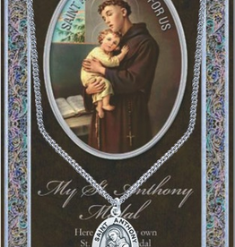 WJ Hirten St. Anthony Medal Neckalce w/ Prayer Card (20" Stainless Steel Chain Included)