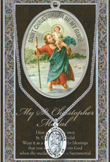 WJ Hirten St. Christopher Medal Necklace w/ Prayer Card (20" Stainless Steel Chain Included)