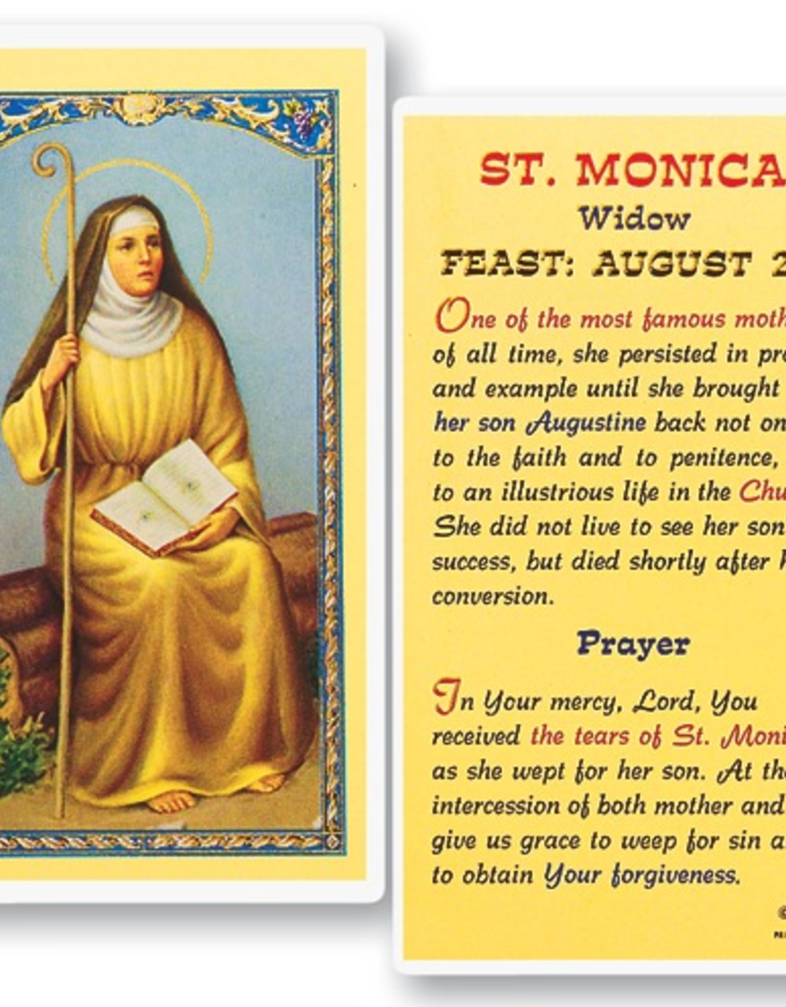 WJ Hirten St. Monica Holy Cards