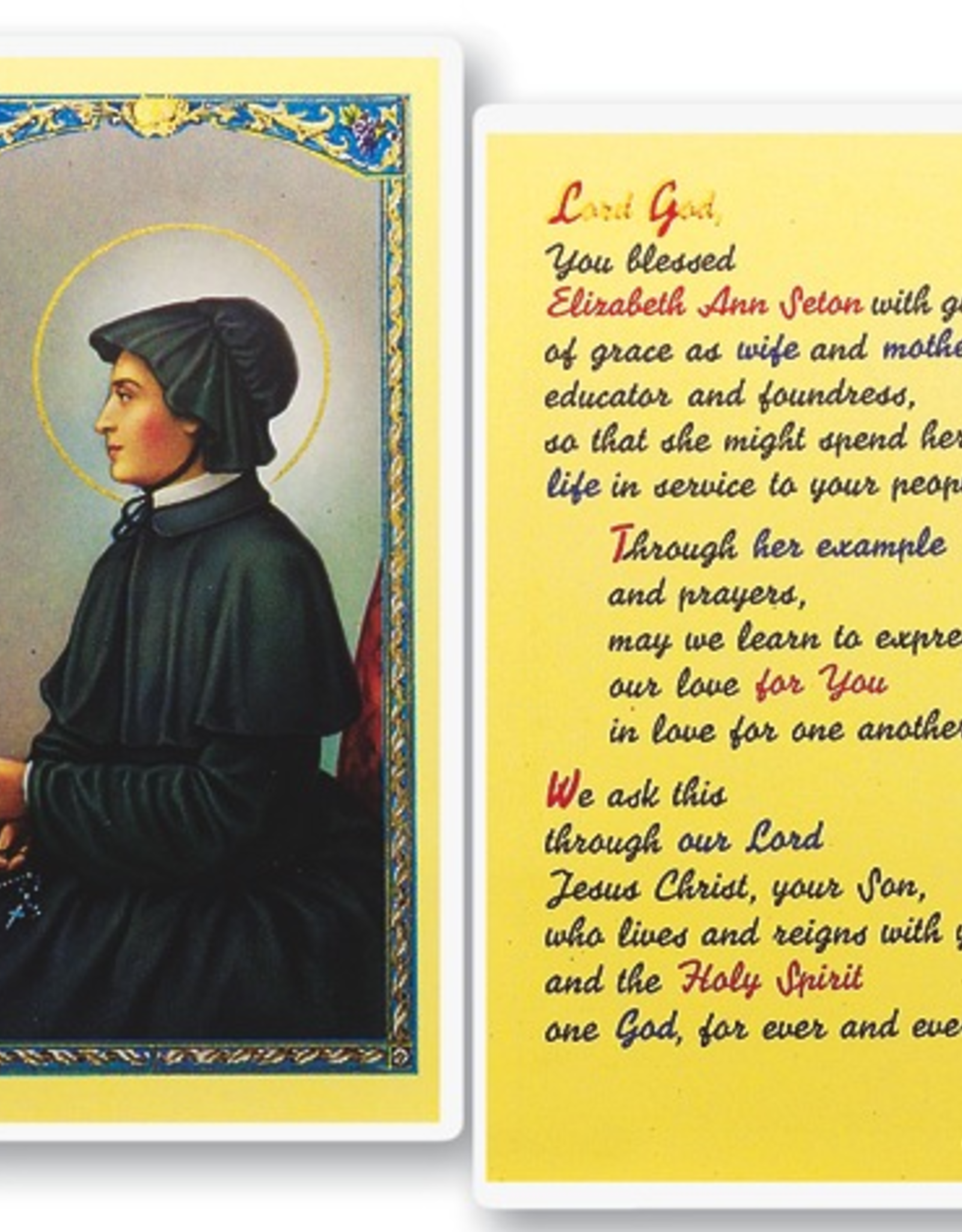 WJ Hirten St. Elizabeth Ann Seton Holy Cards (25/pk)
