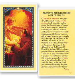 WJ Hirten St. Anthony (Prayer to Recover Things Lost or Stolen) Holy Cards