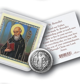 WJ Hirten St. Benedict Pocket Coin w/ Gold Stamped Holy Card