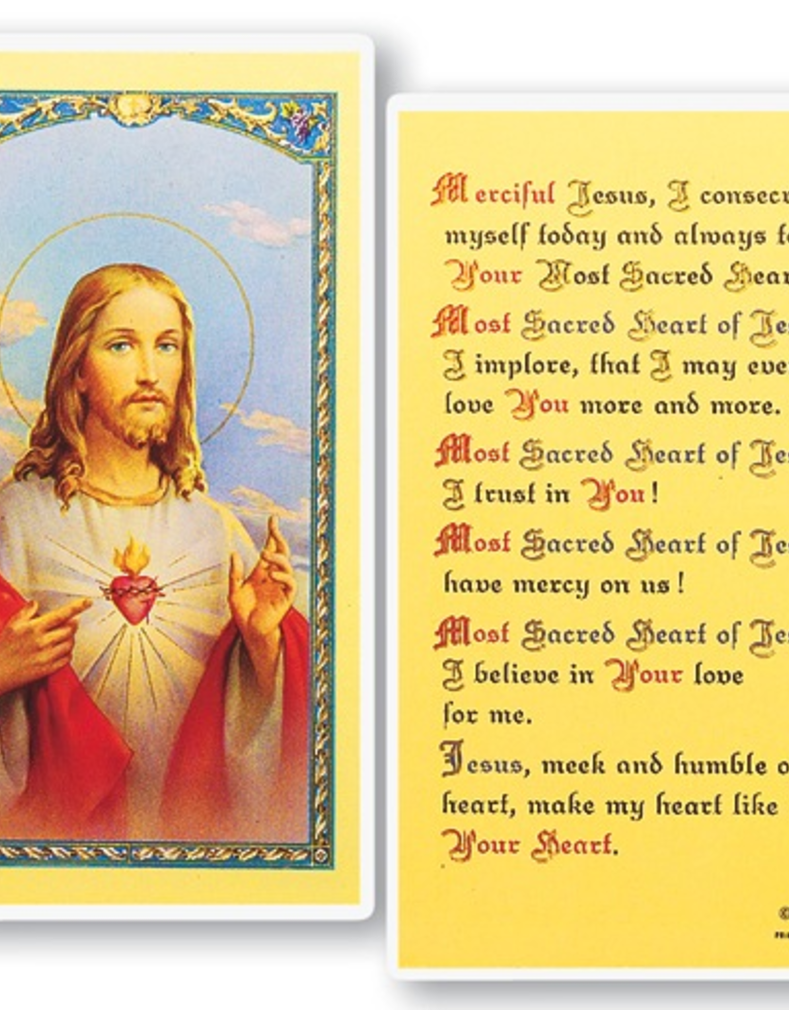 WJ Hirten Sacred Heart of Jesus Holy Cards