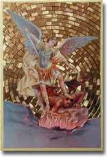 WJ Hirten St. Michael Gold Foil Mosaic Plaque 4x6" (icon)