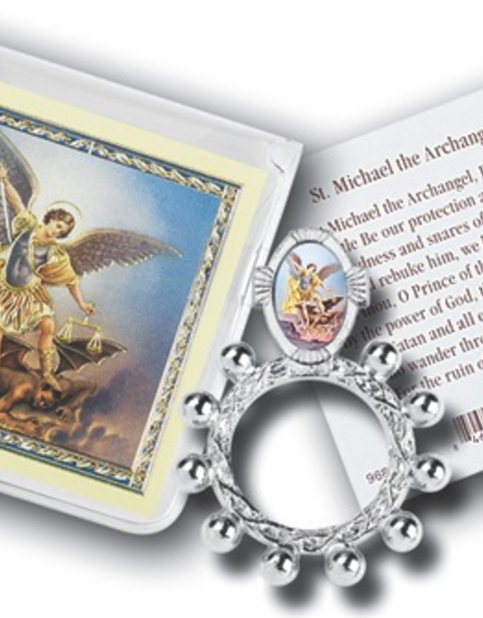 WJ Hirten St. Michael Finger Rosary and Prayer Card w/ pouch
