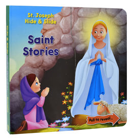 Catholic Book Publishing Saints Stories Hide and Slide, by Thomas J. Donaghy (board book)