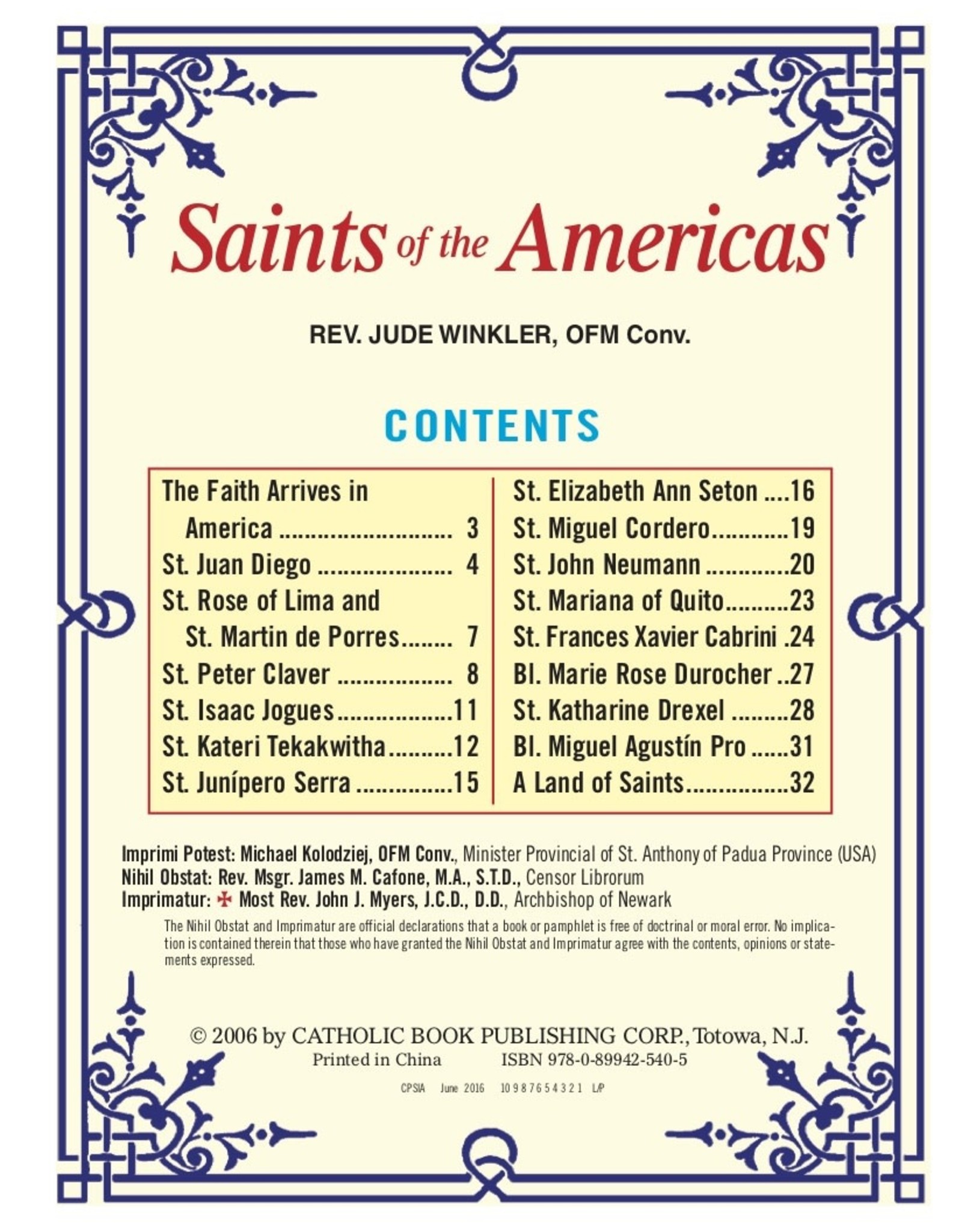 Catholic Book Publishing Saints of the Americas, by Rev. Jude Winkler