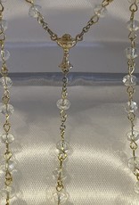 Credo Catholic Credo Catholic Handcrafted Clear Swarovski Crystal Rosary in Gold with Chalice Centerpiece and Bent Crucifix