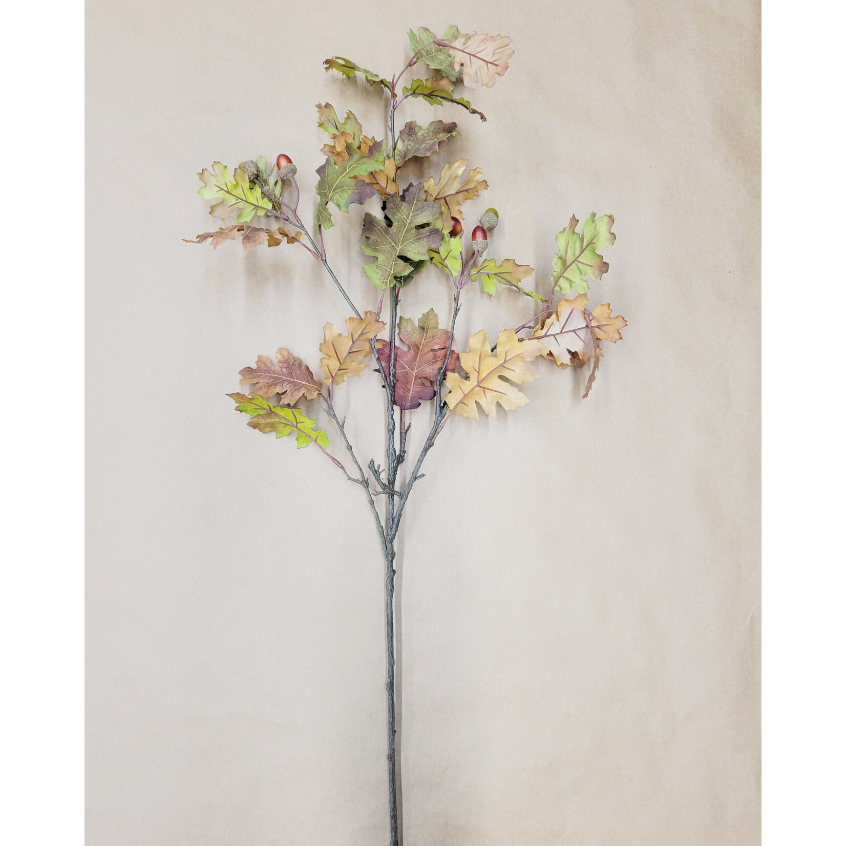 38" OAK LEAF STEM WITH ACORN GREEN