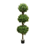 CBT725-GN/TT: 5.5' TRI BALL BOXWOOD TOPIARY IN POT GREEN TWO TONE