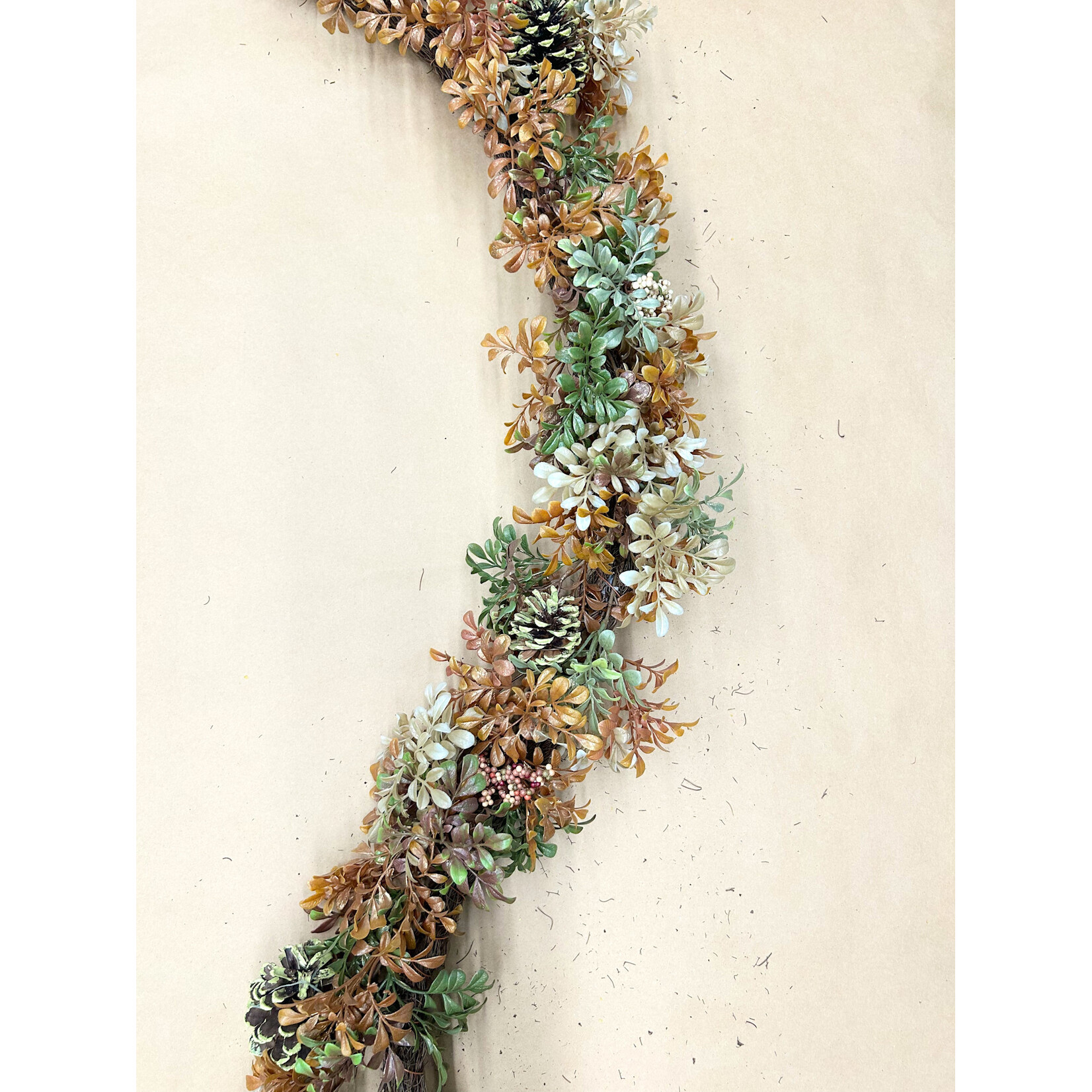 6' MIXED BOXWOOD GARLAND WITH PINE CONE BROWN