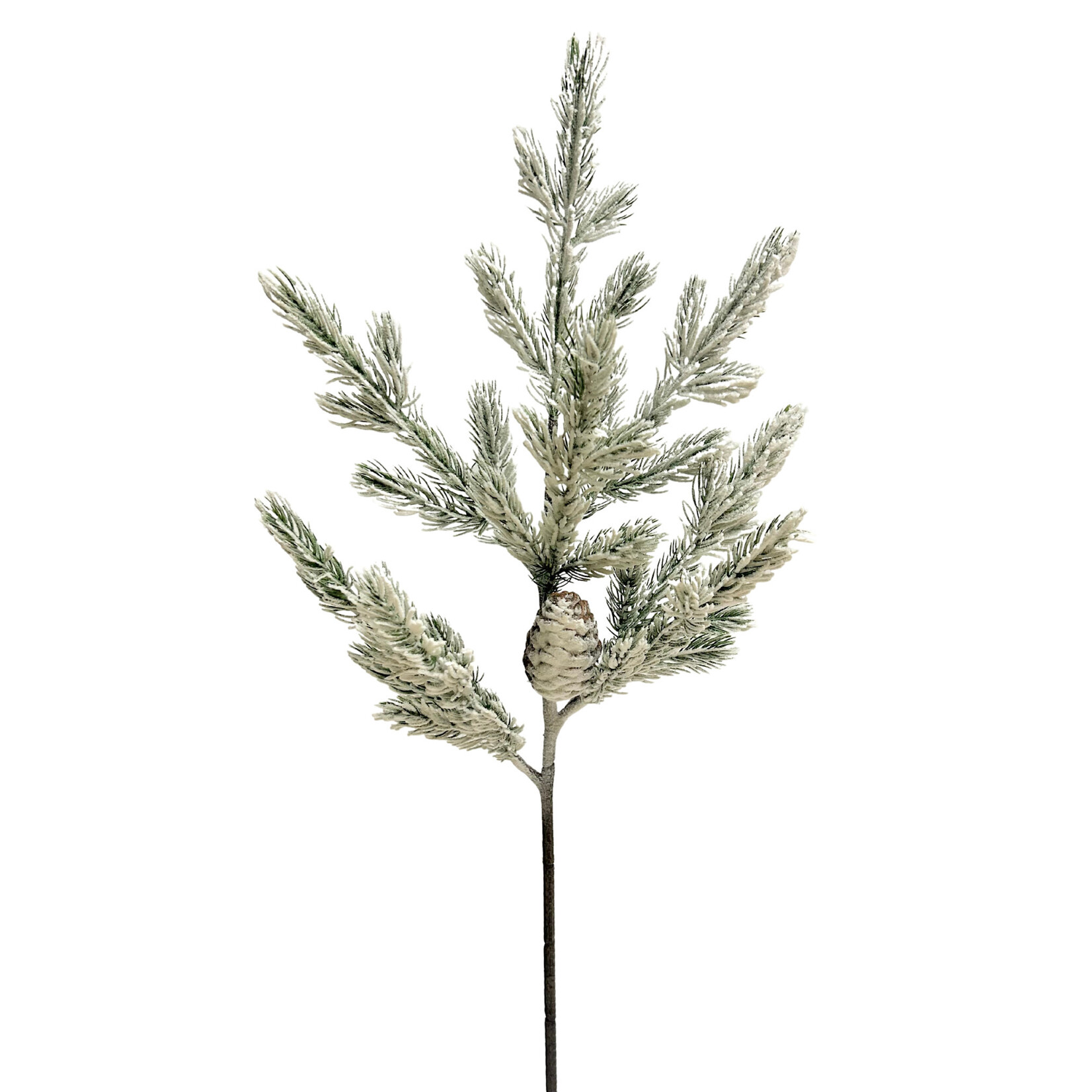 28.5" SNOWED PINE SPRAY W/CONE GREEN WHITE