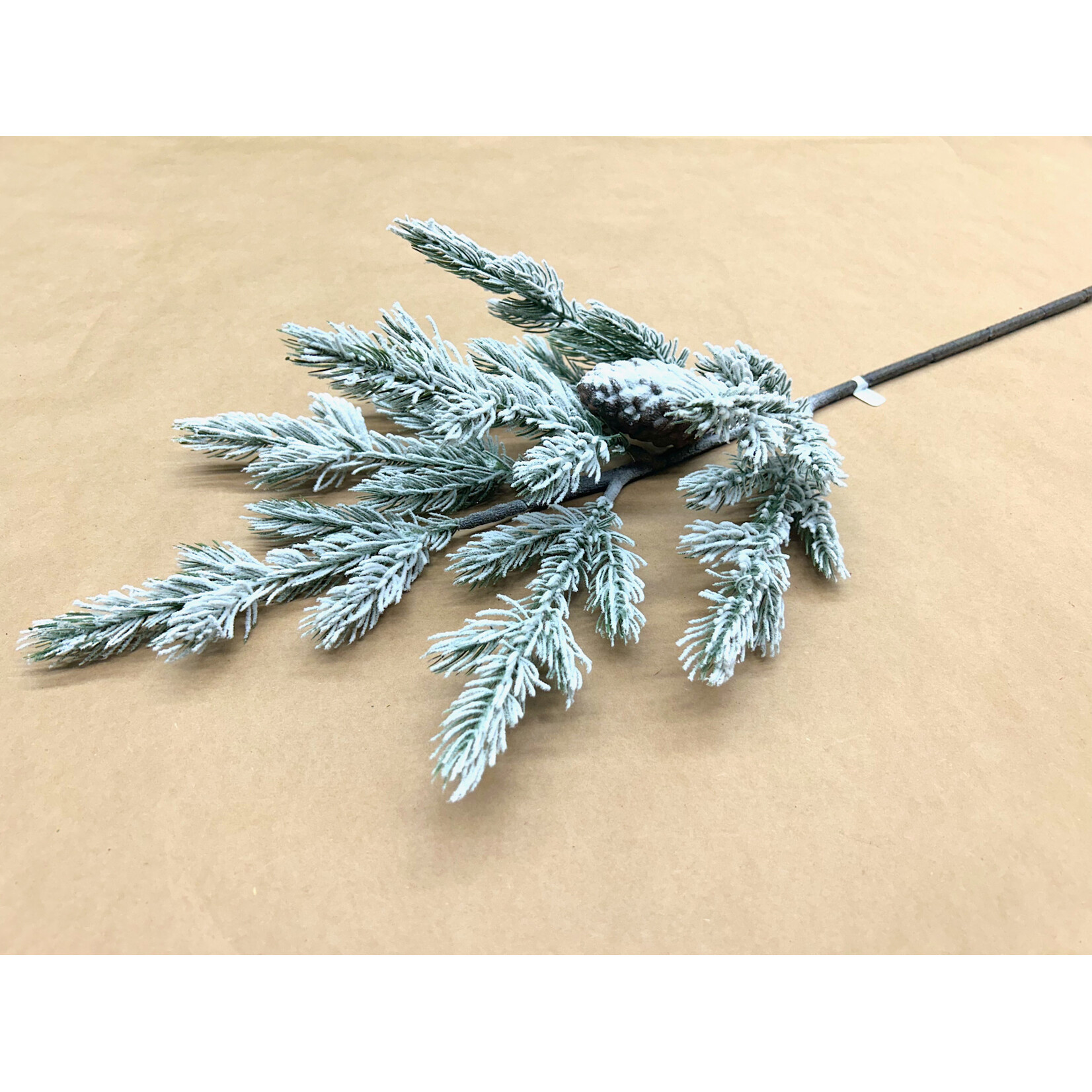 28.5" SNOWED PINE SPRAY W/CONE GREEN WHITE