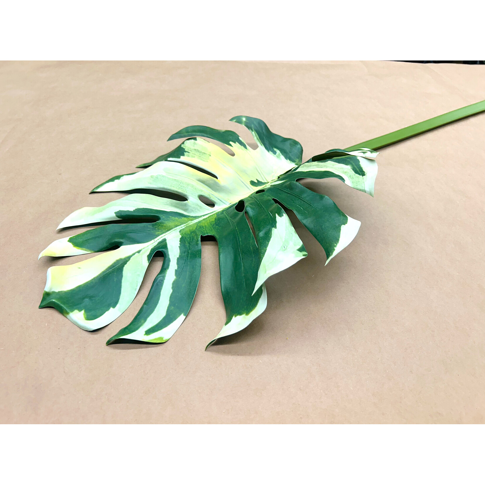44" MONSTERA LEAF SPRAY GREEN CREAM
