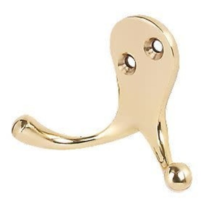 Coathook Double Brass Small 2 Prong