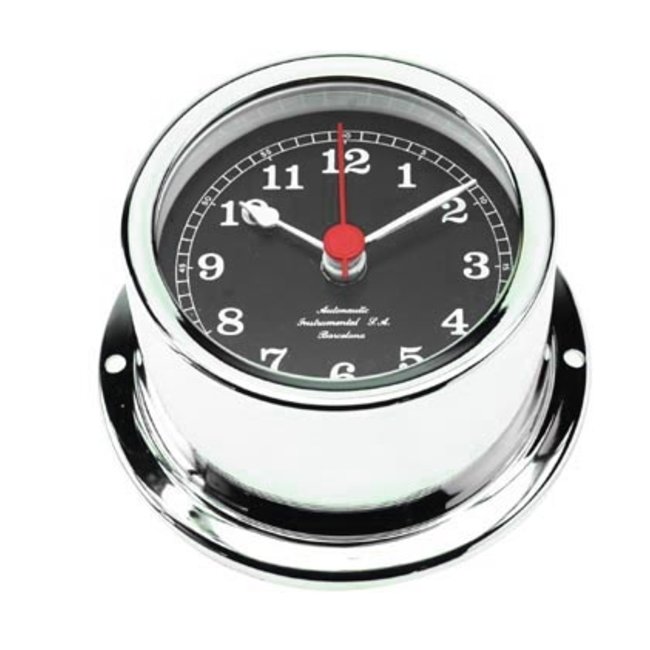 Clock Chrome W/Black 50mm Face