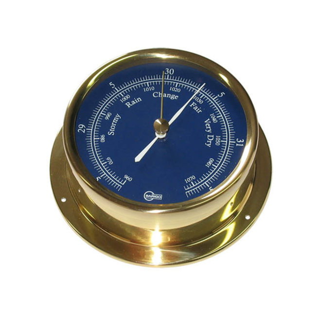 Barometer 4" Brass Blue Dial