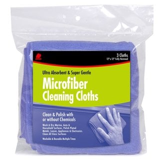 Buffalo Microfiber Cleaning Cloths 12" x 12" Blue 3 Pack