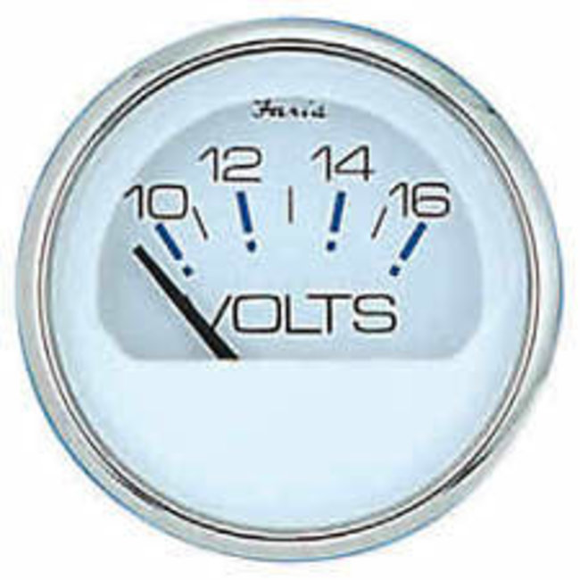 Faria Voltmeter Guage DC 10-16 - 2" Chesapeake White / S.S.