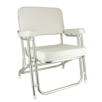 White Deluxe Folding Deck Chair