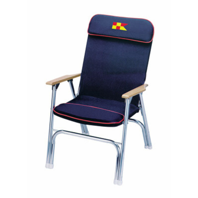 Navy Blue Padded High Back Deck Chair