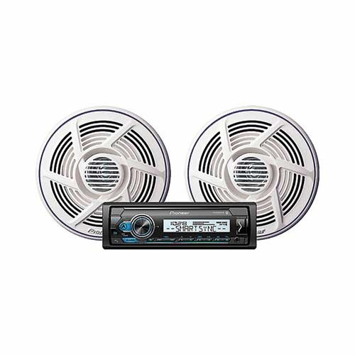 Marine Stereo with Speaker 6.5" Pkg Wht Pr Fogh Boat Supplies