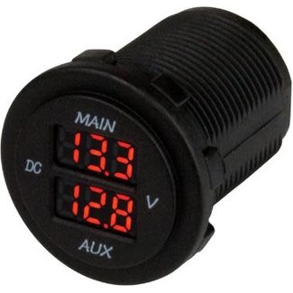 Dual LED Voltmeter Round 10-48V