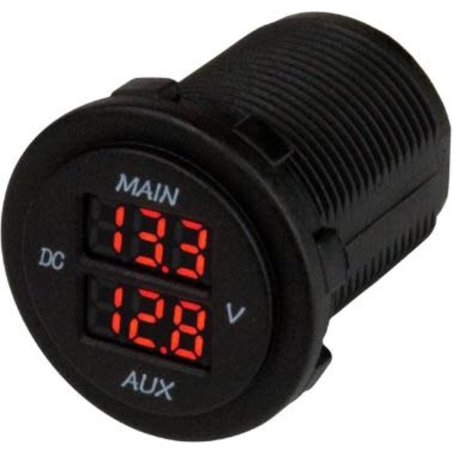 Dual LED Voltmeter Round 10-48V