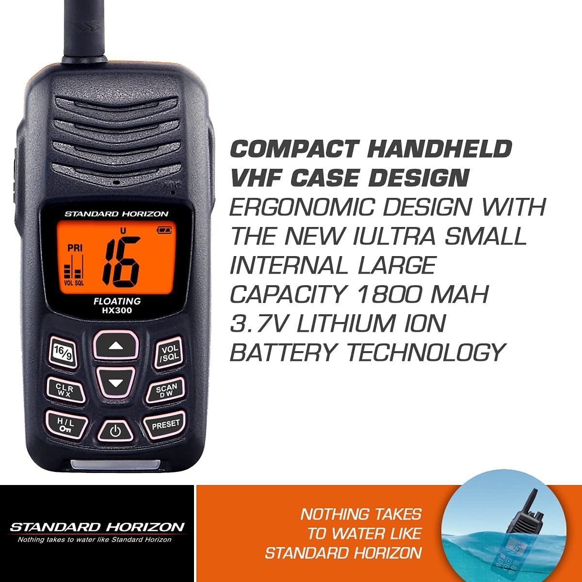 VHF Handheld Floating Compact HX300 Fogh Boat Supplies
