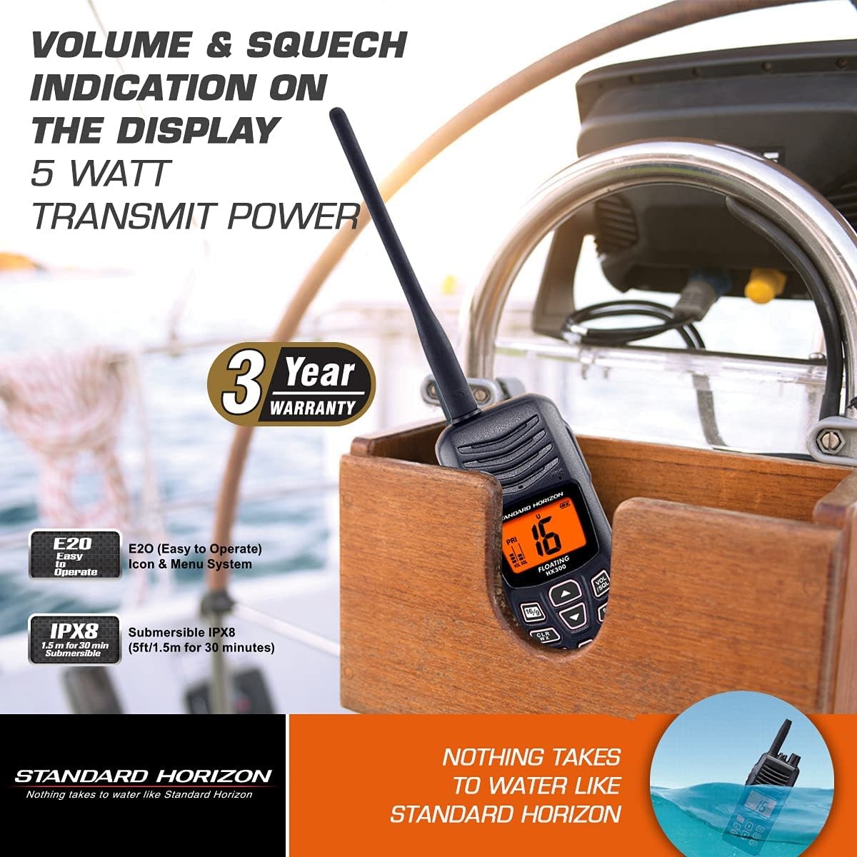 VHF Handheld Floating Compact HX300 Fogh Boat Supplies