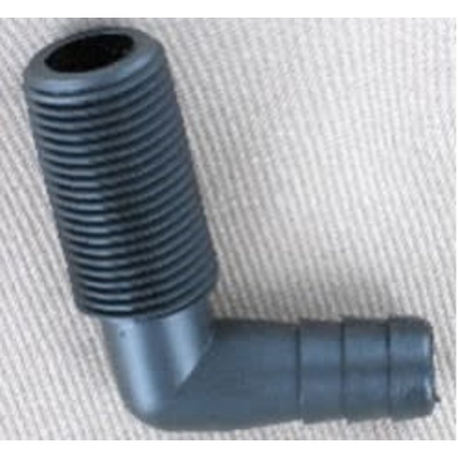 Boshart Elbow 1/2" NPT to 5/8" Barb  100°