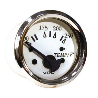 Engine Temp Gage 250F  Chrome / White XX CLEARANCE