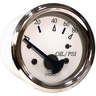 Oil Pressue Gage Chro/Wht CLEARANCE