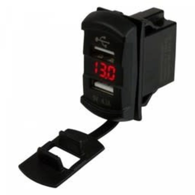 Double USB Rocker Switch/Voltmenter