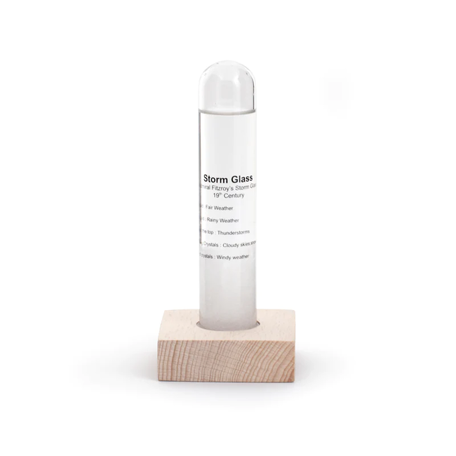 Kikkerland Designs Storm Glass Tube With Beechwood Base