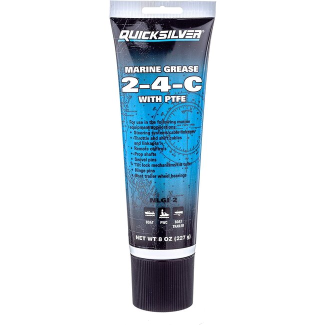 Mercury/Quicksilver Mercury/Quicksilver 2-4-C Marine Grease with Teflon, Multi-Purpose Marine Lubricant – 8 oz. Tube