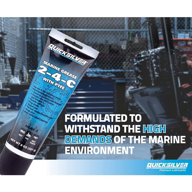 Mercury/Quicksilver Mercury/Quicksilver 2-4-C Marine Grease with Teflon, Multi-Purpose Marine Lubricant – 8 oz. Tube