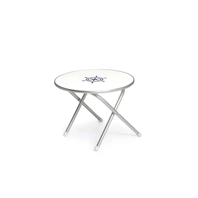 Forma Folding Aluminum and Melamine Round Boat Table 24"W x 20"H.