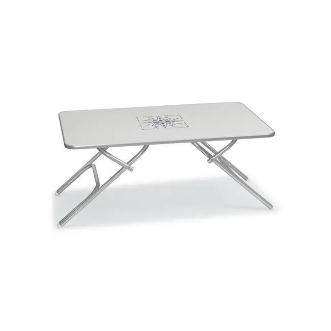 Forma Folding Aluminum and White Melamine Boat Table  37.5" x 26" x 24"H