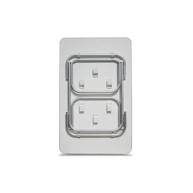 Forma Folding Aluminum and White Melamine Boat Table  37.5" x 26" x 24"H