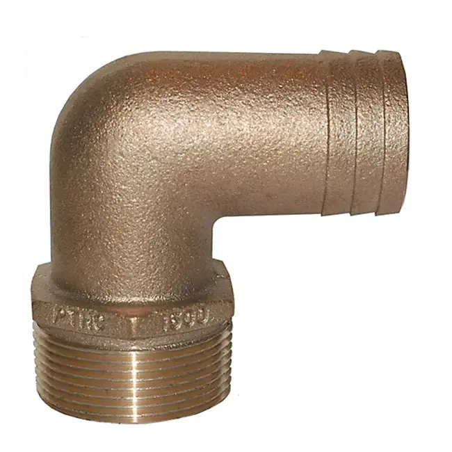 Groco Groco Bronze 90° Threaded Pipe to Hose Barb Adapter