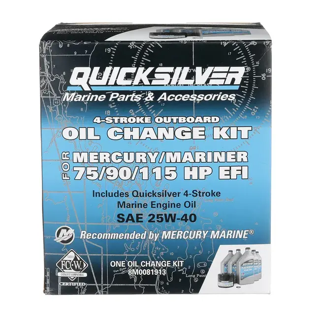 Mercury/Quicksilver Oil Change Kit, 25W-40, Mercury 75-115 HP (1.7L) Engines