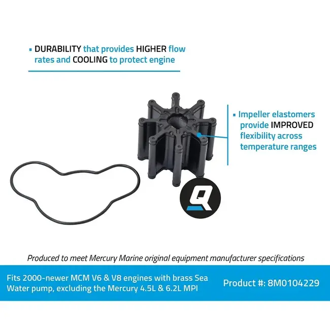 Mercury/Quicksilver 8M0104229 Water Pump Repair Kit, MerCruiser, 2000+ V6 & V8