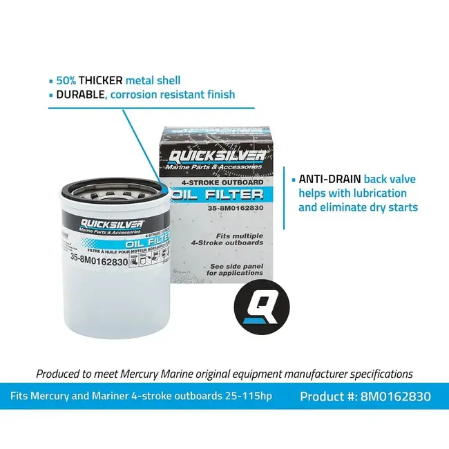 Mercury/Quicksilver 8M0162830 Oil Filter - Mercury - 25-115HP
