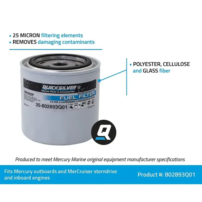 Mercury/Quicksilver 802893Q01 Water Separating Fuel Filter