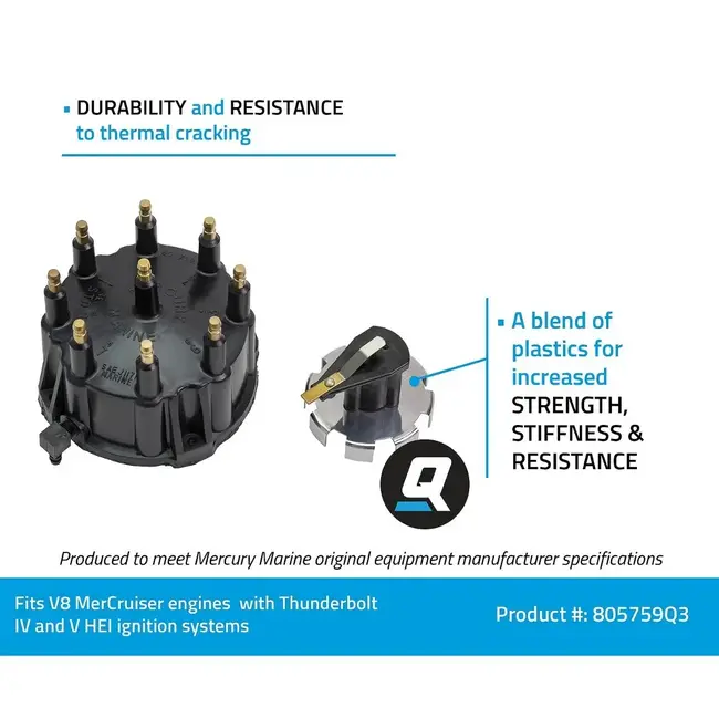 Mercury/Quicksilver 805759Q3 Distributor Cap, Rotor, Trigger Wheel Kit For MerCruiser GM V-8 w/ Thunderbolt HEI Ignition