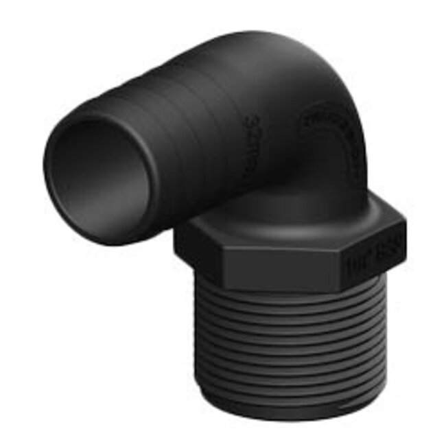 Tru Design Plastics Ltd. Hose Barb 90° Long Thread Tail